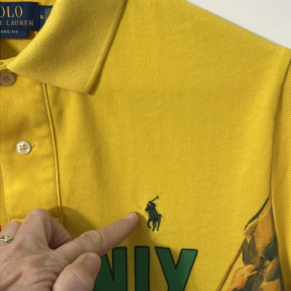 Mens RARE‎ Polo Ralph Lauren Chamonix Mt. Blanc Classic Fit Mesh Polo Shirt Med